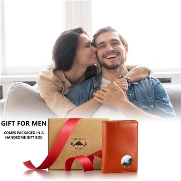 RFID Blocking Mens Wallet With Airtag Holder - Trifold with 9 Credit Card Slots - Picture 6 of 8